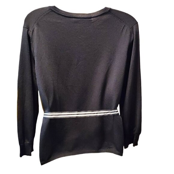 NINE & CO BLACK BELTED CARDIGAN SZ LARGE - Picture 4 of 13
